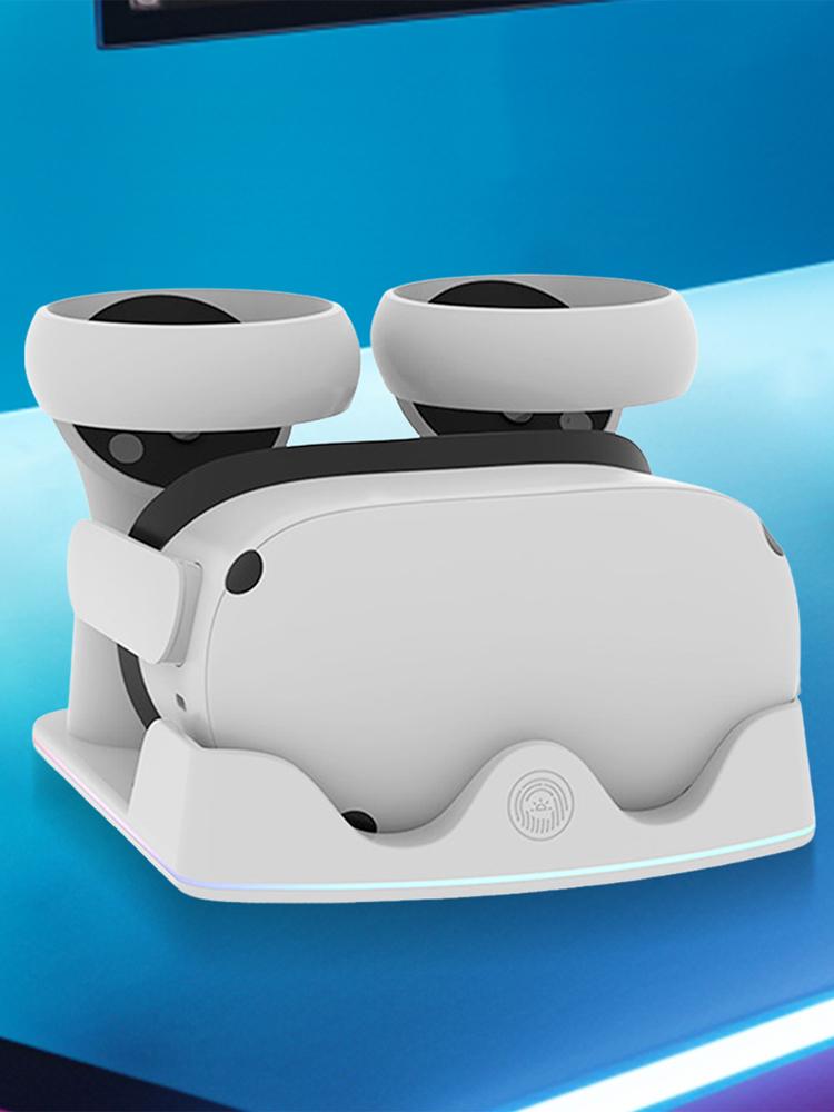 RGB Light Charging Stand For Meta Quest 3S/3/2 VR Headsets Portable Fast Charging Docking Stations for Meta 3S VR Accessories