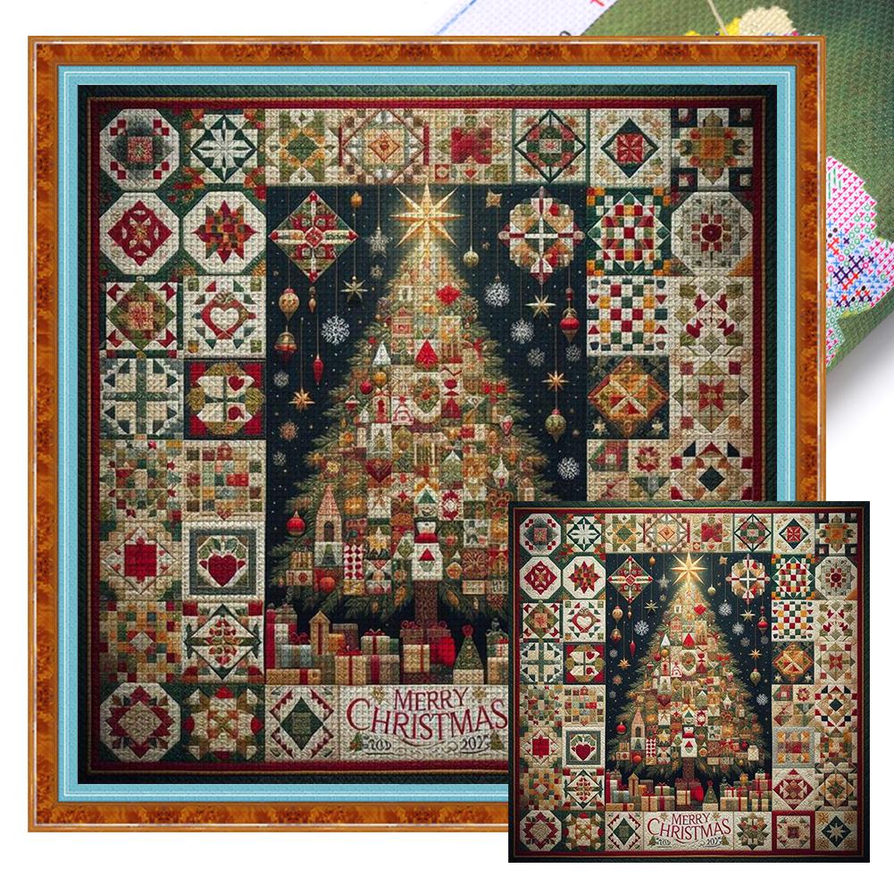 Полная вышивка хлопковой нитью 14CT Набивной набор для вышивания крестом «Рождественская елка» Искусство