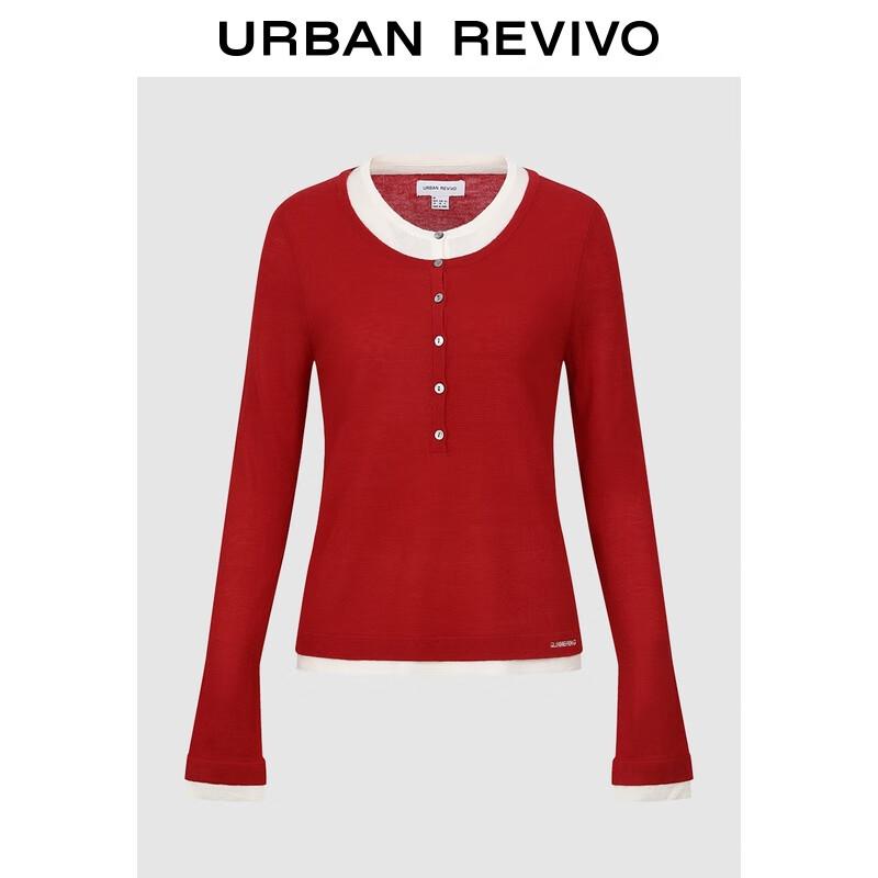 Women s Color Block Faux Two-Piece Knit Sweater S