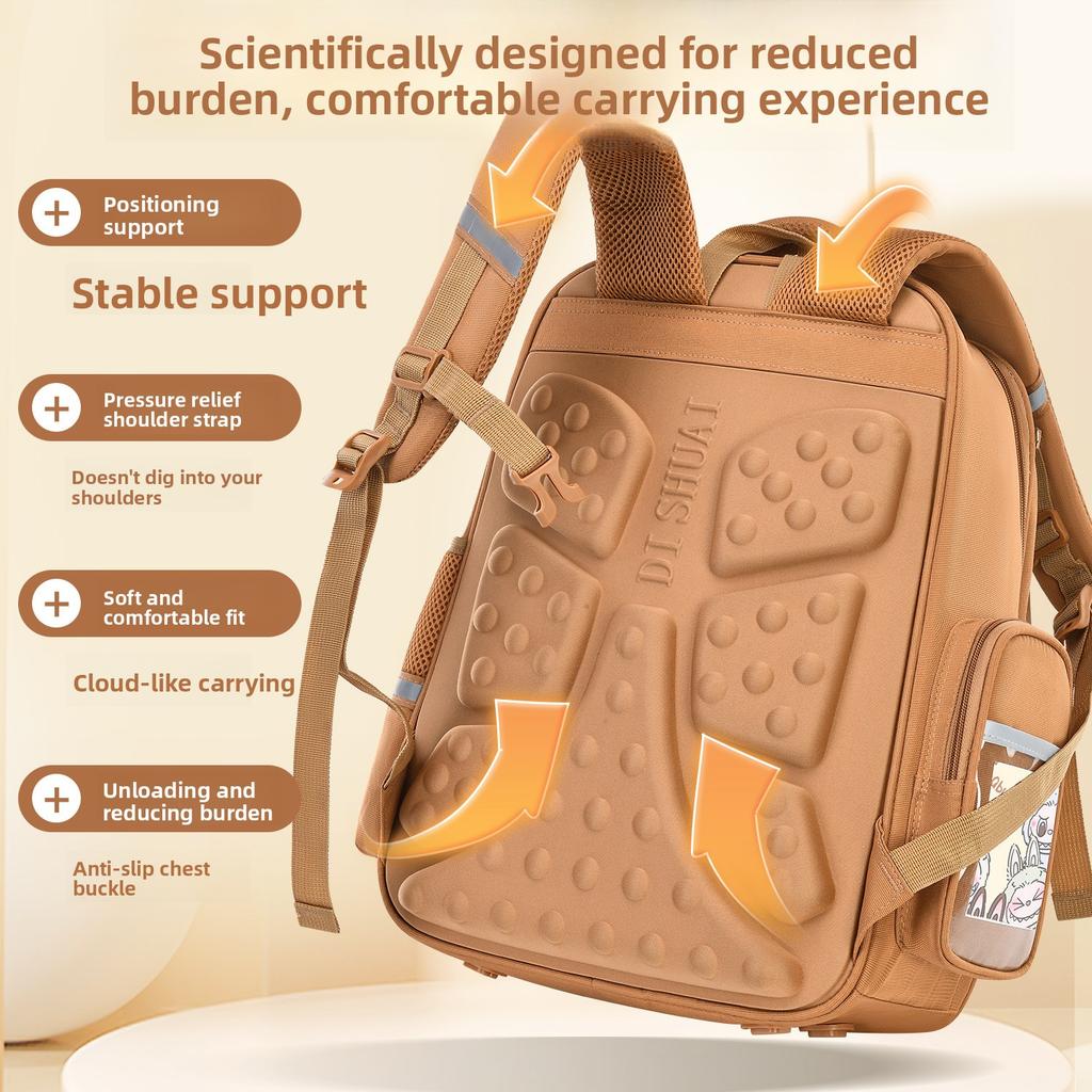 School Bag for Girls, Primary School Students, Grades One, Two, Three To Six, Boys, Light Children's Spine Care To Reduce The Burden