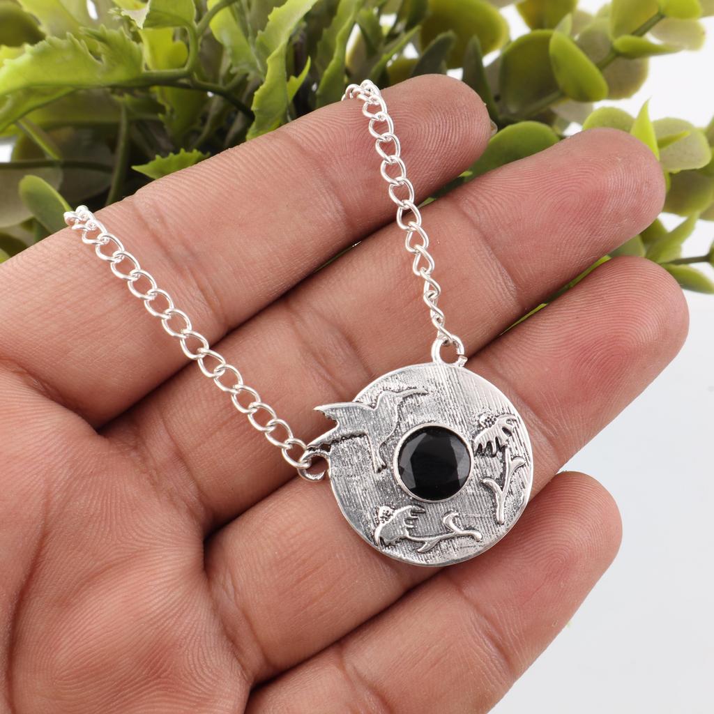Black Onyx Jewelry, 925 Solid Sterling Silver Pendant Handmade Gemstone Jewelry, Gifts For Wife Brand New Pendant