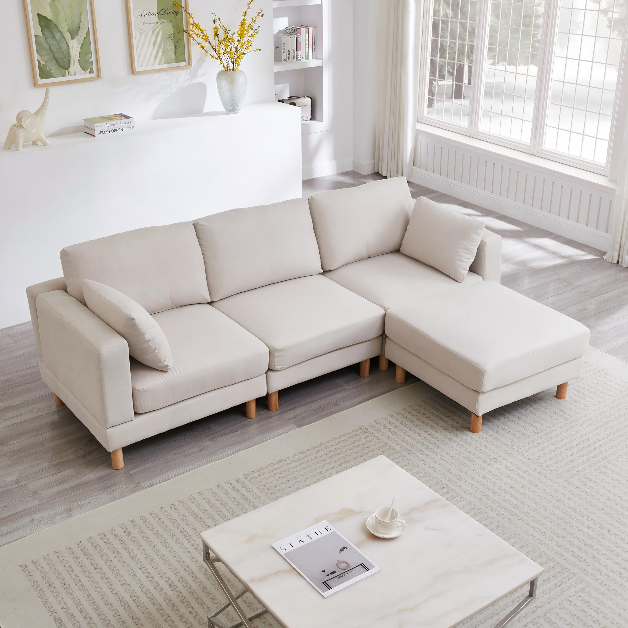 Nordic 3-Seater Corner Sofa with Ottoman