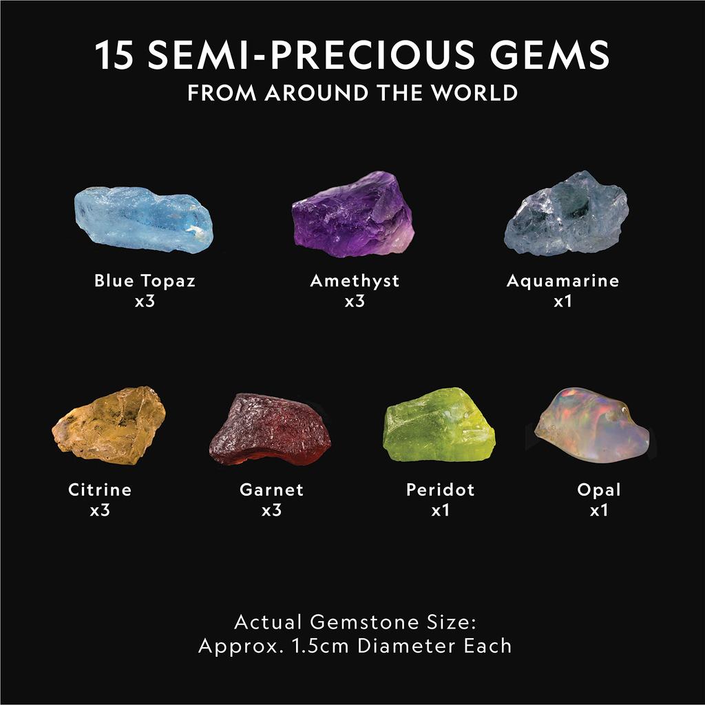National Geographic Stone Excavation Kit A Gem Excavation Kit with 15 Stones Including Blue and More Semi-Precious – Kids' Semi-Precious Amethyst,