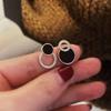 Asymmetric Black Round Stud Earrings Exquisite Small Earrings for Girls Korean Ear Jewelry Unusual Earrings bijoux femme