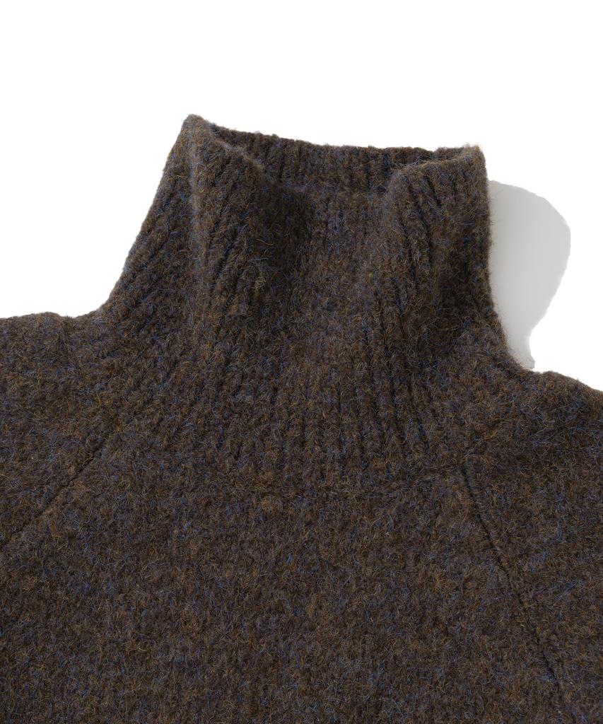 KNITTED Boucle Turtleneck Knit Brown