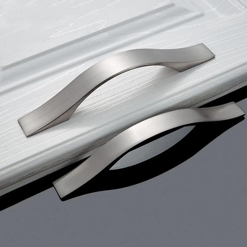 Modern Wardrobe Door Handles Aluminium Alloy Brushed Silver Kitchen Drawer Cabinet Furniture Hardware Home Improvement