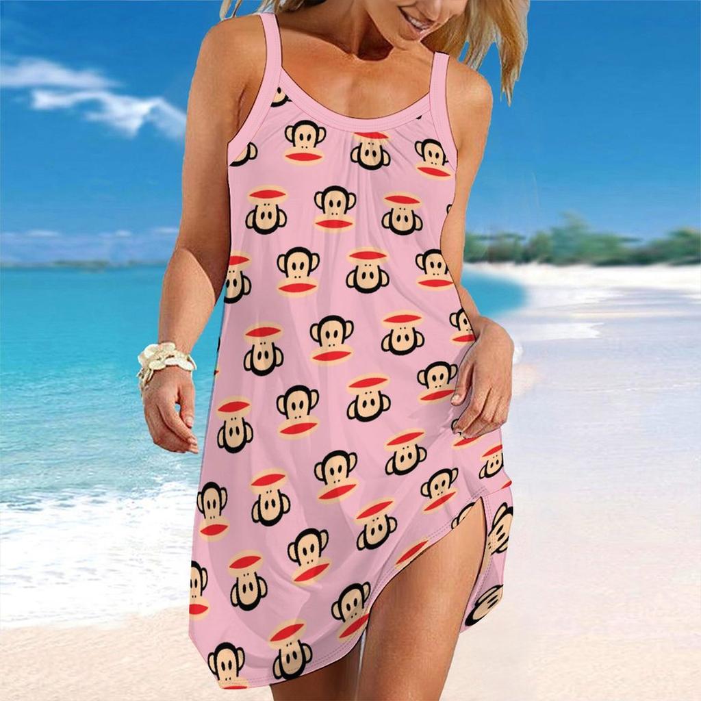 Women's Beach Dress Mini Dress Colored Drawing Print Casual Modern Dress Sleeveless Loose Fit Outdoor Daily Summer