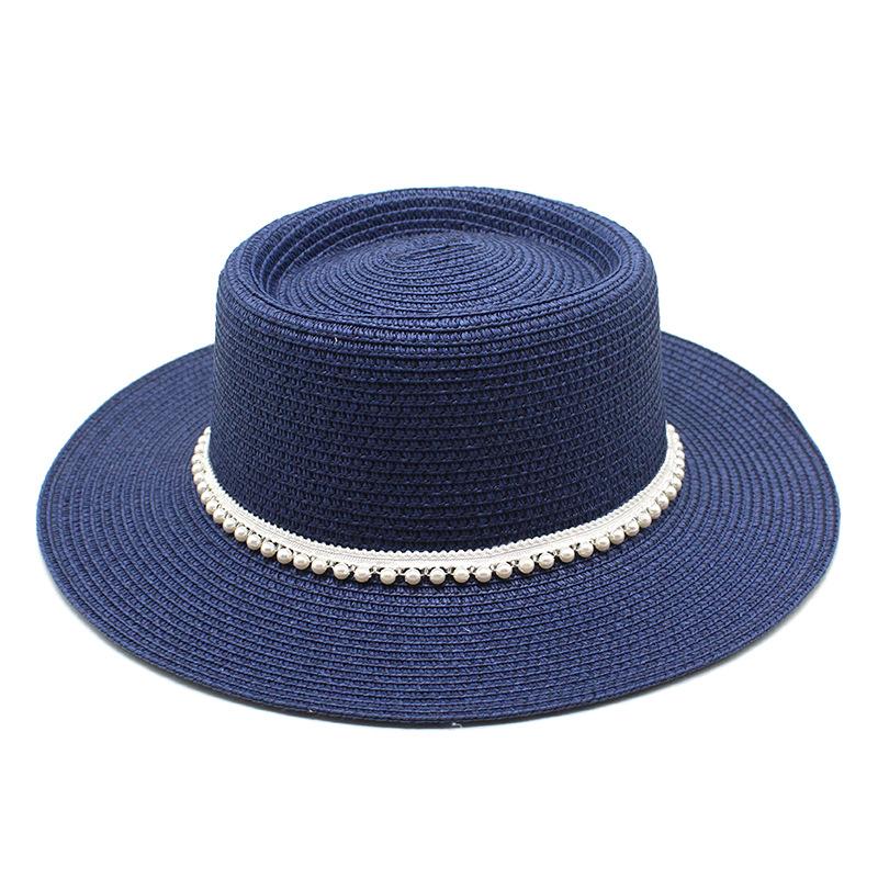 Ladies Pearl Lace Top Hat Outdoor Leisure Beach Hat Simple Personality Sun Hat