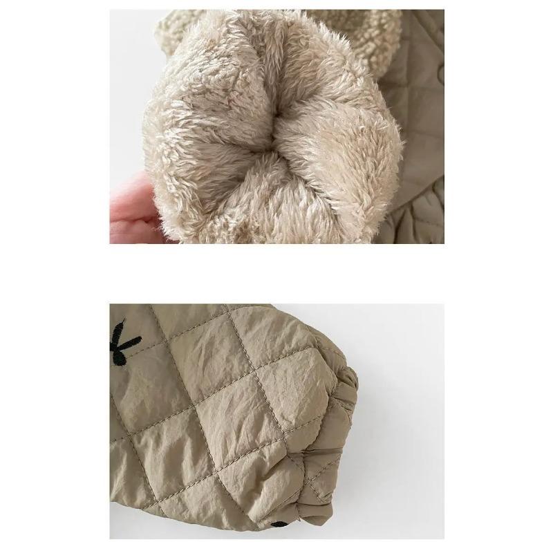 Winter Baby Girls Fleece Warm Coat Infant Padded Jacket Velvet Thick Toddler Bow Embroidery Cardigan