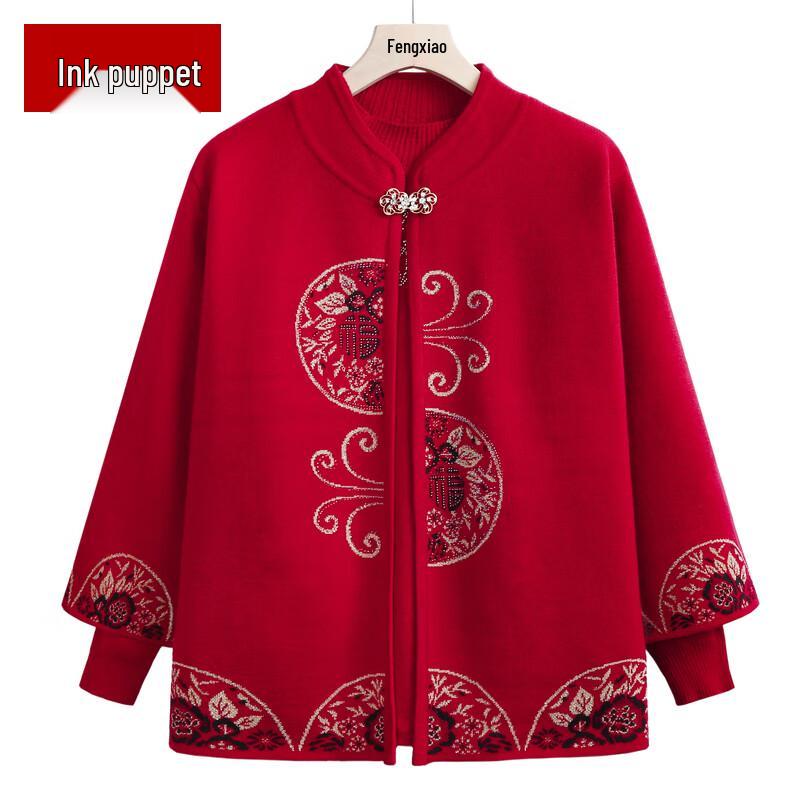 

Women s Embroidered Warm Sweater Jacket 3XL