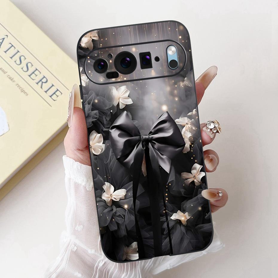 Fashion Painting Phone Case For Google Pixel 9 Pro 9A Black Silicone Soft Cover For Google Pixel9 9A 9Pro Cases Bumpers