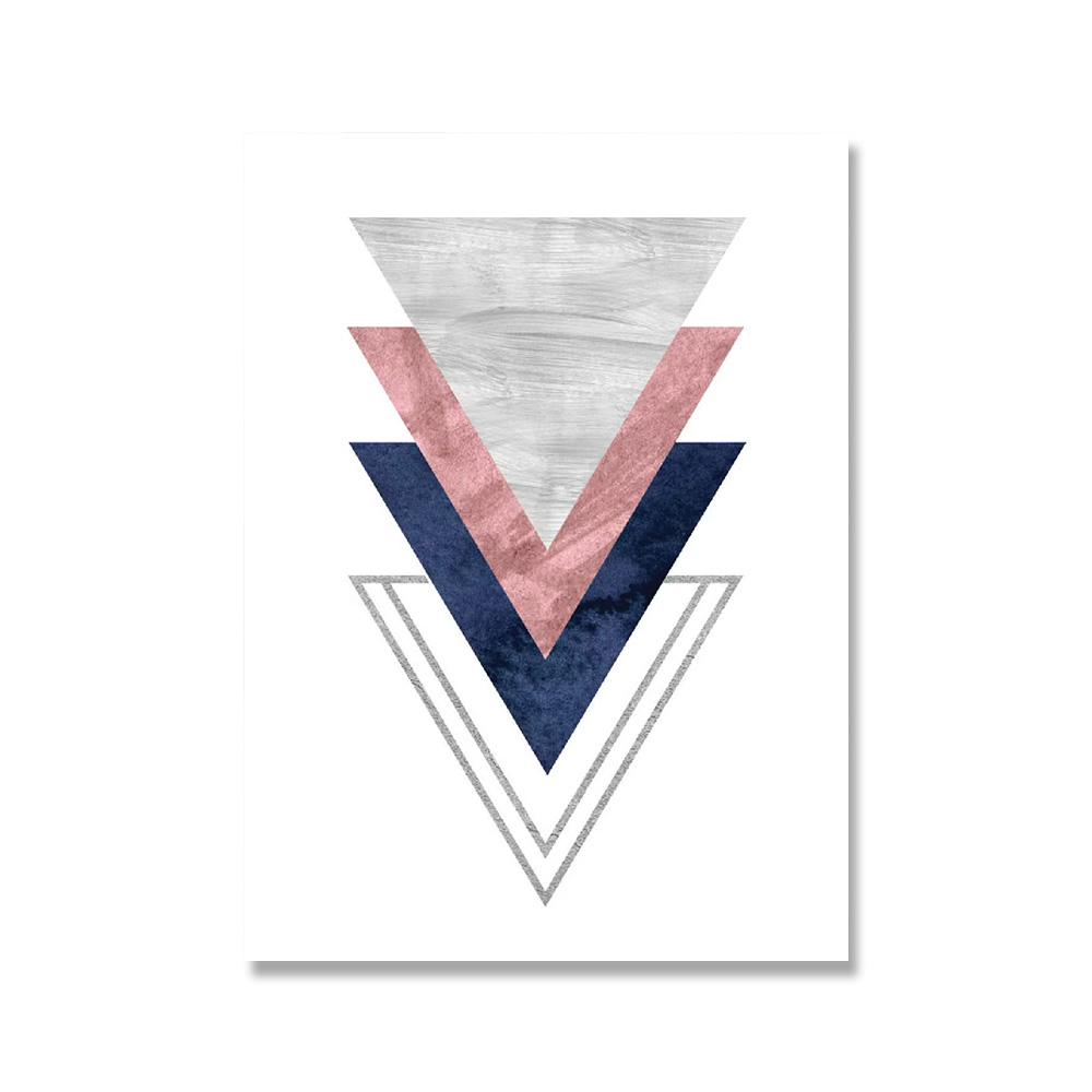 

Абстрактный узор Геометрический темно-синий Румянец Розовый и серый Художественные принты Текстурированные круги Узор Треугольники Настенные картины для домашнего декора 21x30cm No Framed