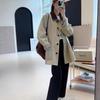 2025 Women's Petite Mid-Length Khaki Color Block Trench Coat for Spring & Autumn