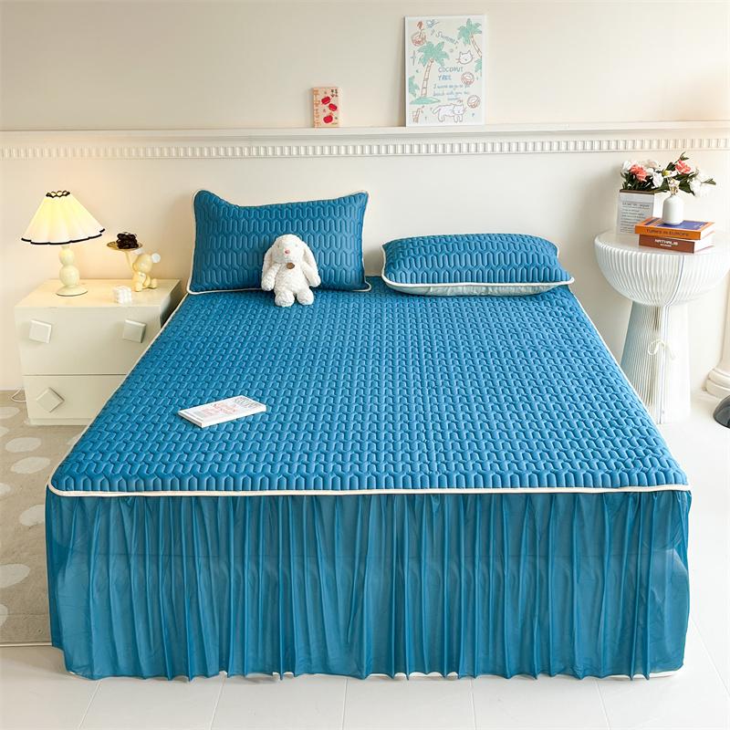 Bonenjoy Cooling Bed Skirt Summer Bed Cover Skin-friendly Bedspread Queen Size Mattress Protector Falda De Cama (No Pillowcase)