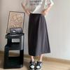 High-Waist Slimming A-Line Skirt: Spring/Summer 2025 Women's Suit with Slit, Mid-Length