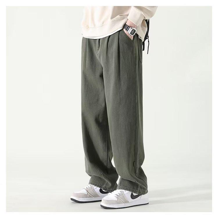 Trendy Wide-Leg Casual Pants für Herren – Herbstkollektion, Loose Fit, Einfarbig, Amerikanische Marke