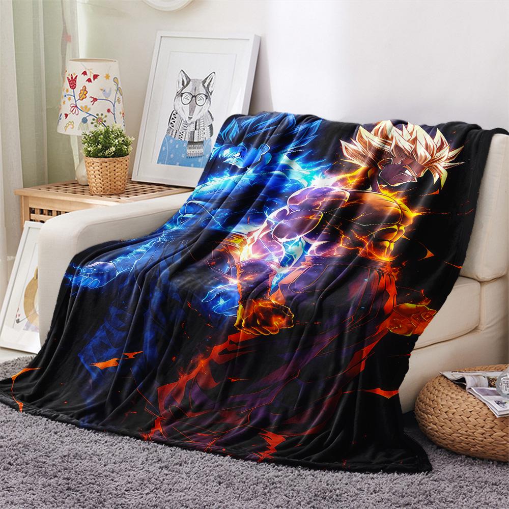 1PC Son Goku Patterned Flannel Blanket Suitable For All Seasons For Home Decor Warmth And Comfort Gifts Holiday Present