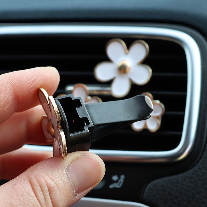 4-piece Daisy Flower Vent Clip Car Air Freshener Charm Color Car Interior Accessories for Girls Ladies