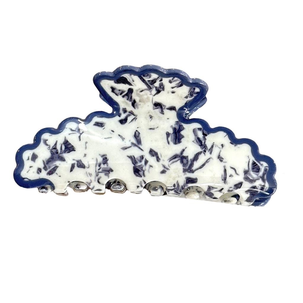 Large Hair Claw Clip Blue White Porcelain Tie Dye Pattern Lightweight Acrylic Hair Accessory 12 Color Options
