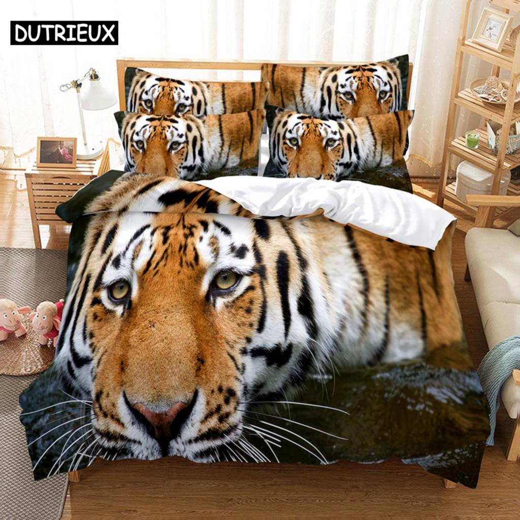 Tiger Duvet Cover Set King Size 230x260 Double Bed Single Queen Full Animal Quilt Case Linen 3D Pillowcase Twin Bedding Sets