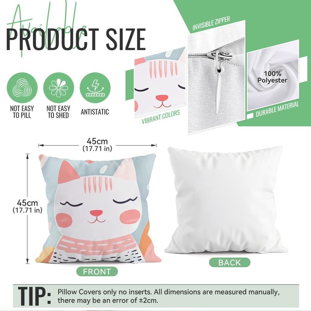Abstract Cat Cushion Pillowcase Printed Polyester 45x45cm Throw Pillowcover Decorative Sofa Cushion Pillowslip Home Decor