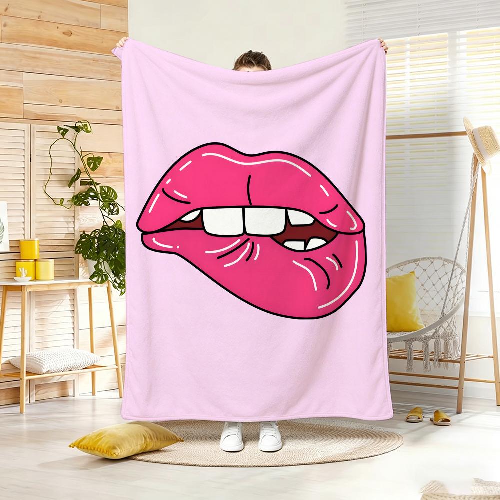 Graphic L-Lips Throw Soft Warm Throw Blanket for Bedroom Living Room Bed Travel Camping Picnic Gift