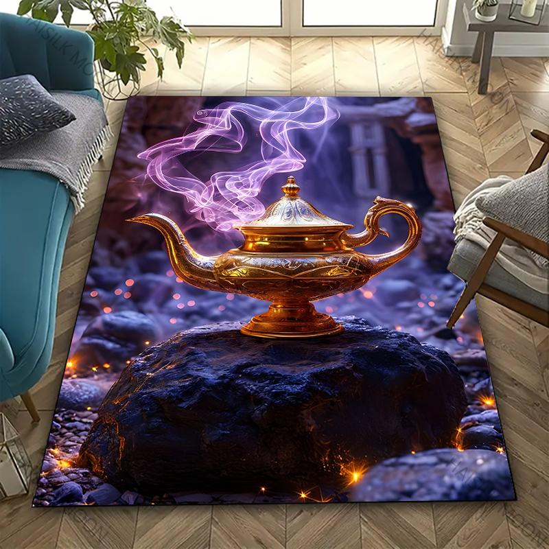3D Wishing Lantern Pattern Carpet for Living Room Kids Bedroom Mat, Sofa Doormat Floor Rug Anti-slipTapete Decor Mat Funny Gift