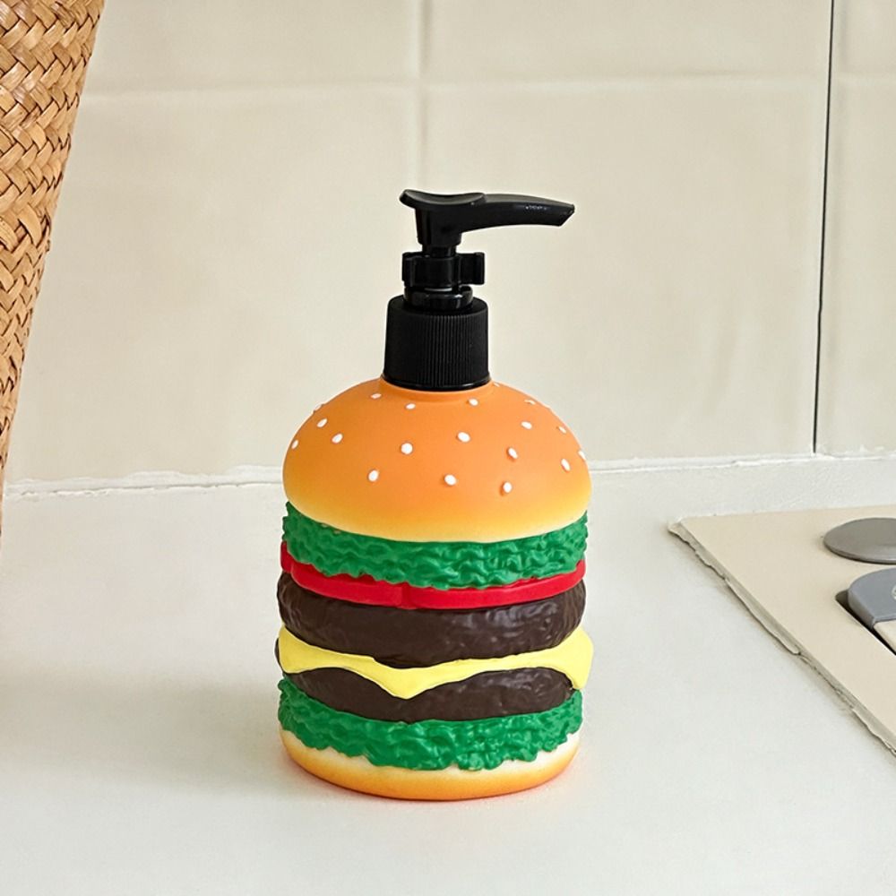 Cartoon Hamburger Shaped Soap Dispenser Refillable Cute Liquid Lotion Storage Bottles Manual Press Multifunctional