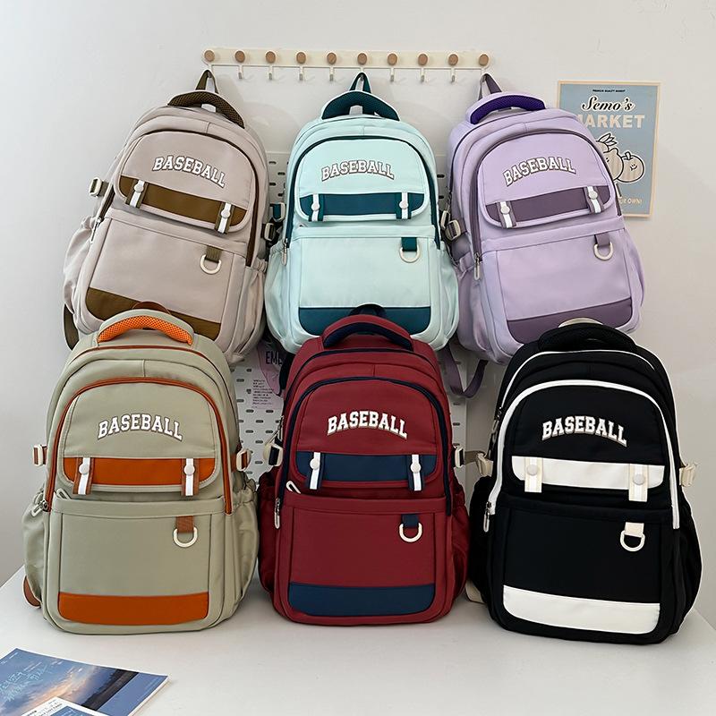 Backpack Fashion Trendy Brand Large Capacity Contrasting Color Work Backpack Ins Simple and Versatile Schoolbag Female College Student Backpack