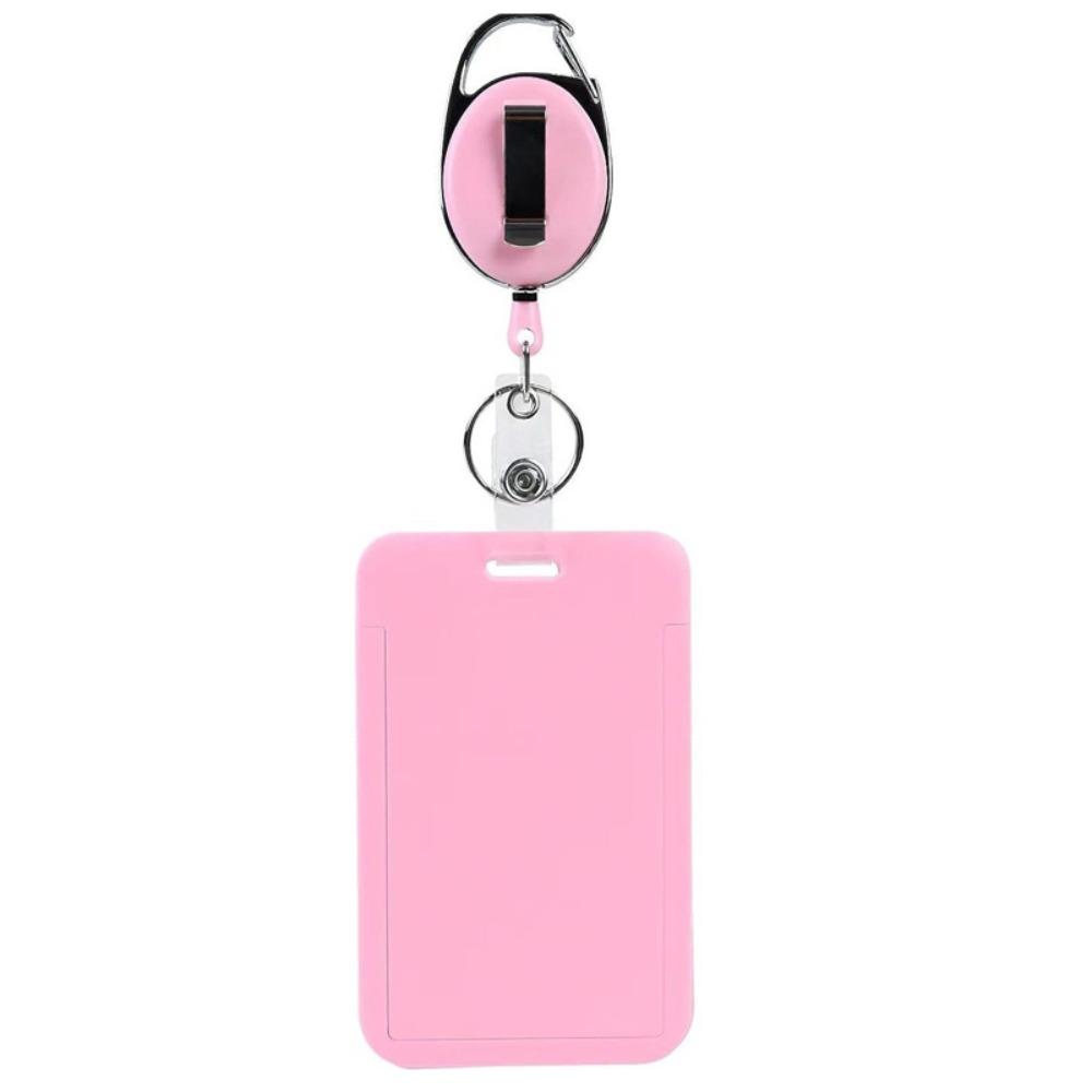 Rope Retractable Work Permit Card Set Carabiner Reel Clip Hard Shell Protective Card Holder Keychain Attachment ID Badge Holder