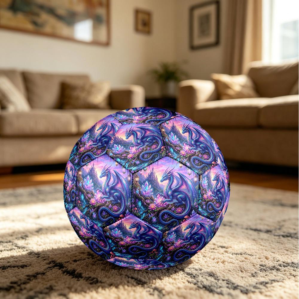 1pc Fantasy Dragon Garden Theme Soccer Ball Football, Size 5, Lightweight PVC, Durable Outdoor Training Soccer Ball, Gift m61453
