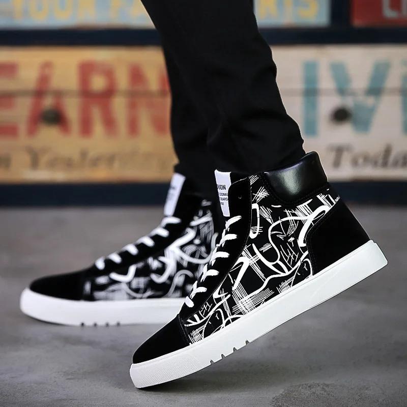 High Top Canvas Shoes for Men Fashion Platform Sneakers Spring Winter Male Casual Vulcanized Shoes Student Tenis Masculino