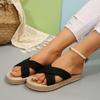 Fashion 2024 Women Slippers New Minimalist Cross Band Sandals Trend Beach Hemp Rope Slippers Espadrille Outdoor Shoes Home Slides Women