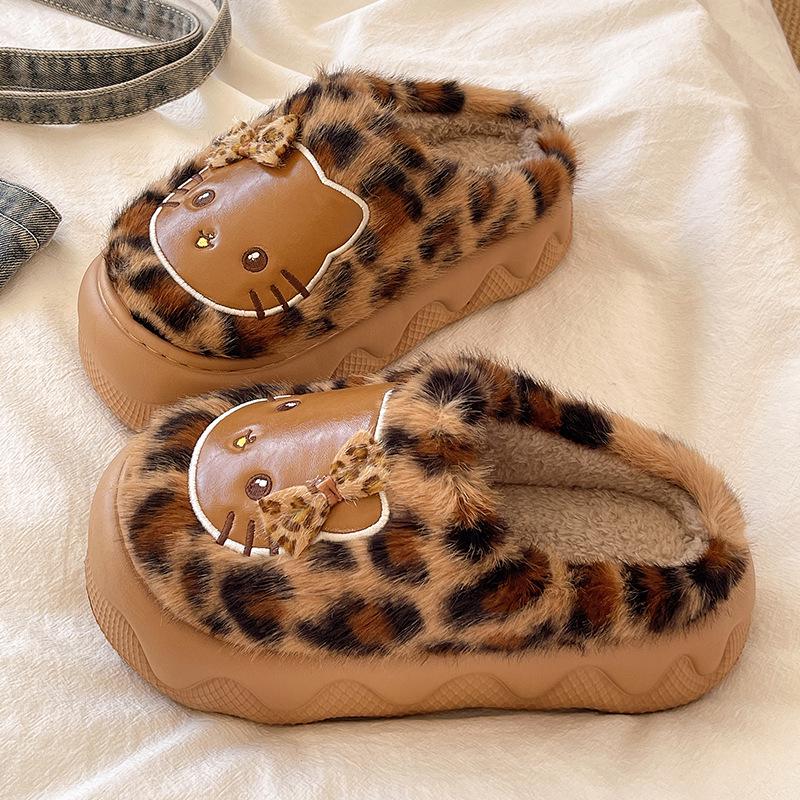 

Женские тапочки с леопардовым принтом, на флисовой подкладке, нескользящие Size 36-37 (runs small)