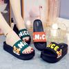 Thick Platform Women Slippers Summer Beach Soft Sole Slide Sandals Cartoon Bear Men Indoor Bathroom Shoes Anti-Slip Flip Flops