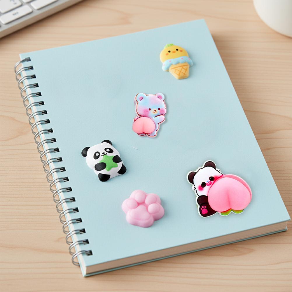 1/4PCS Cute Panda Stress Relief Stickers 3D Embossed Decor for Kids’ Crafts Gift Embellishment 3D Stickers For Hand Pencil Case