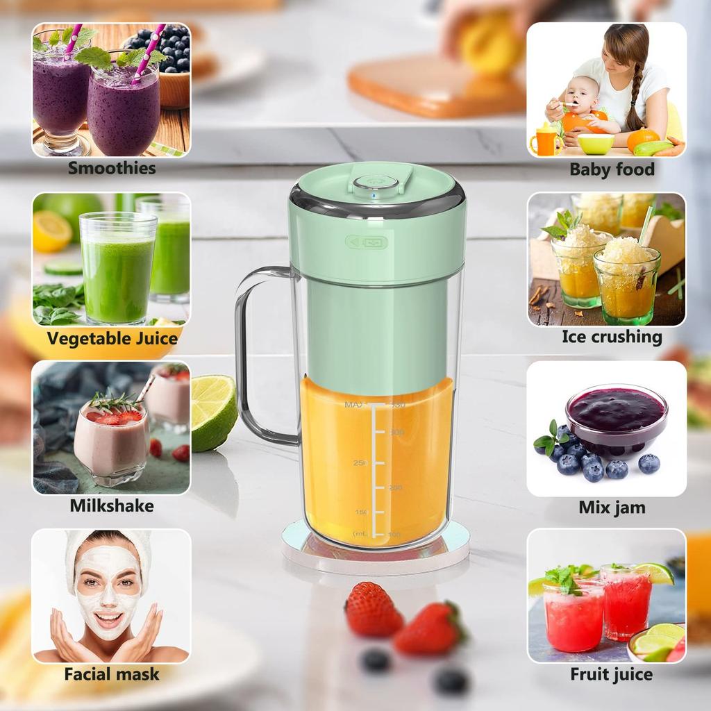 Usb Rechargeable Crushed Ice Cup Portable Blender With Handle For Smoothies 8 Blade Antioxidant Multifunction Fresh Fruit Juicer