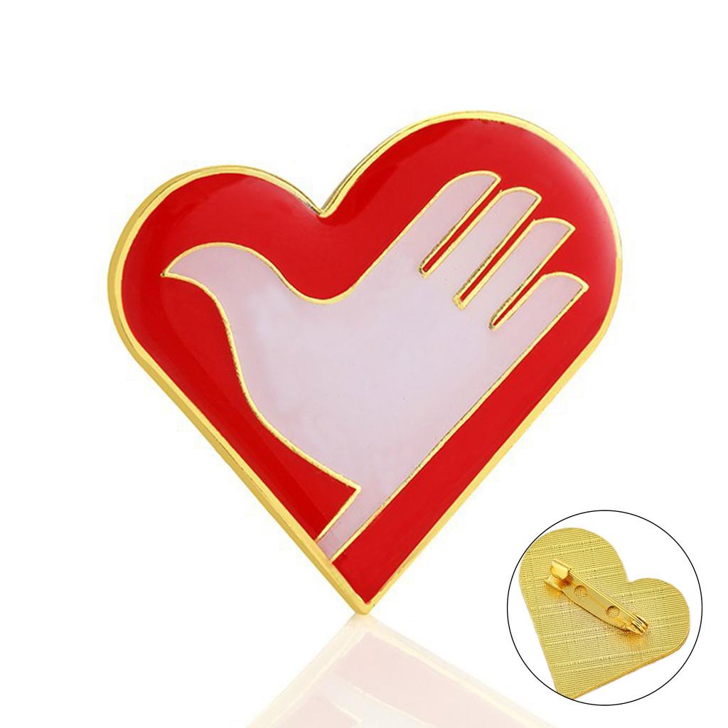 Stylish Heart Volunteer Pin Delicate Heart Shaped Volunteer Brooch Eye Catching Brooch Stylish Badge Jewelry
