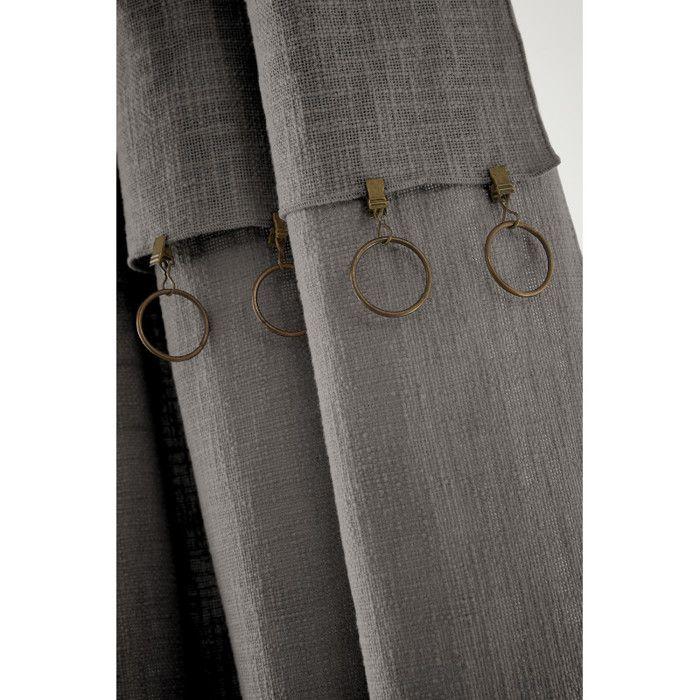 Adjustable Curtain + 8 Clip Rings "Sixtine" 140 X 270 Cm - Sixtine Slate - 1 Adjustable Panel 140 X 270 Cm
