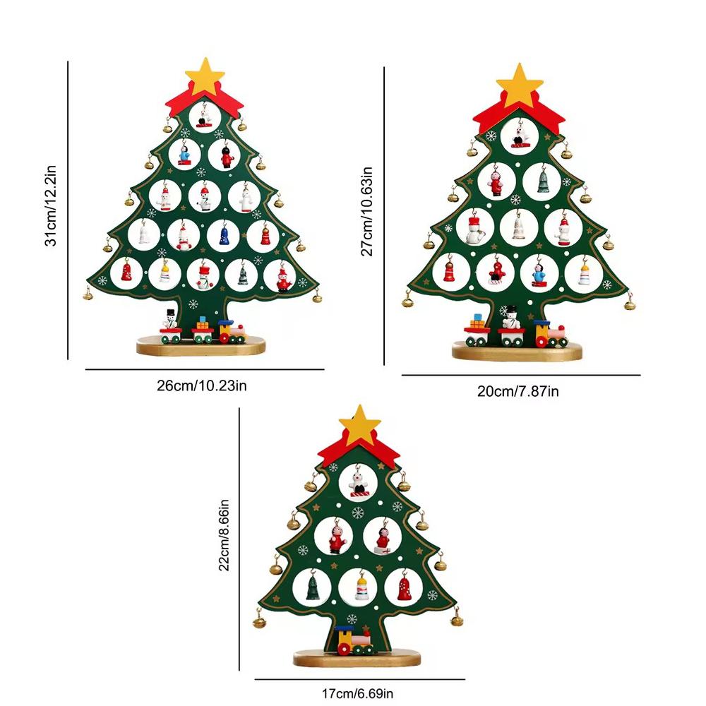 Dřevěná vánoční stromková stolní ozdoba DIY Mini vánoční stromkové dekorace Ozdoba do výlohy ozdobos navideños
