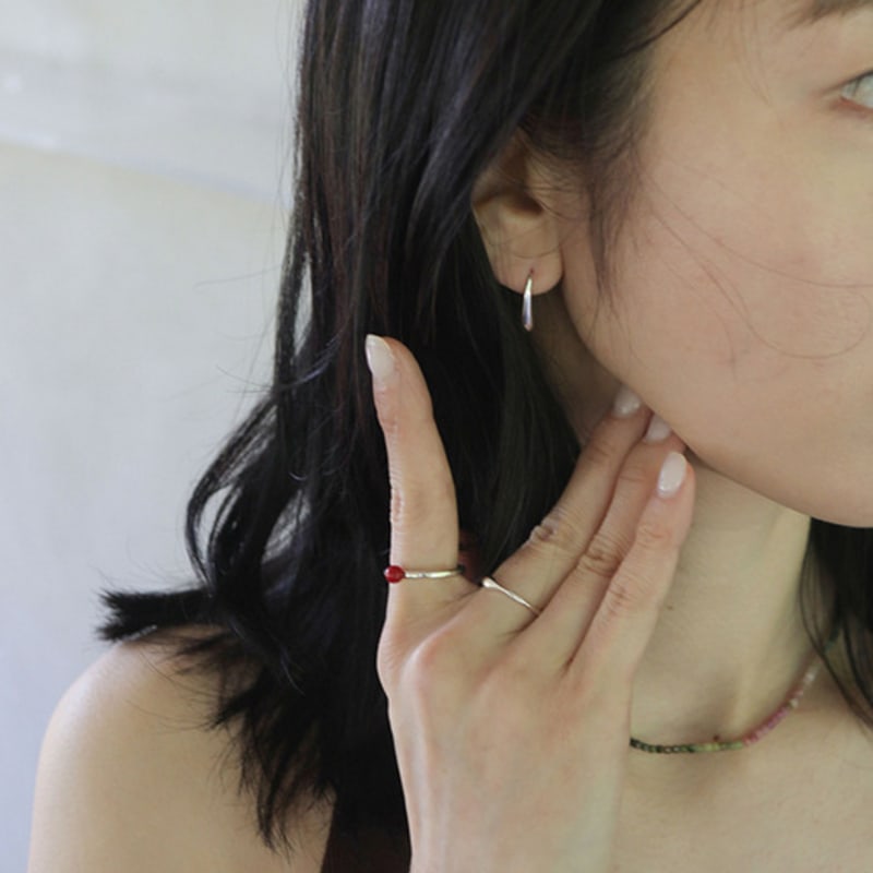 modernlike silver 925 round red ball ring