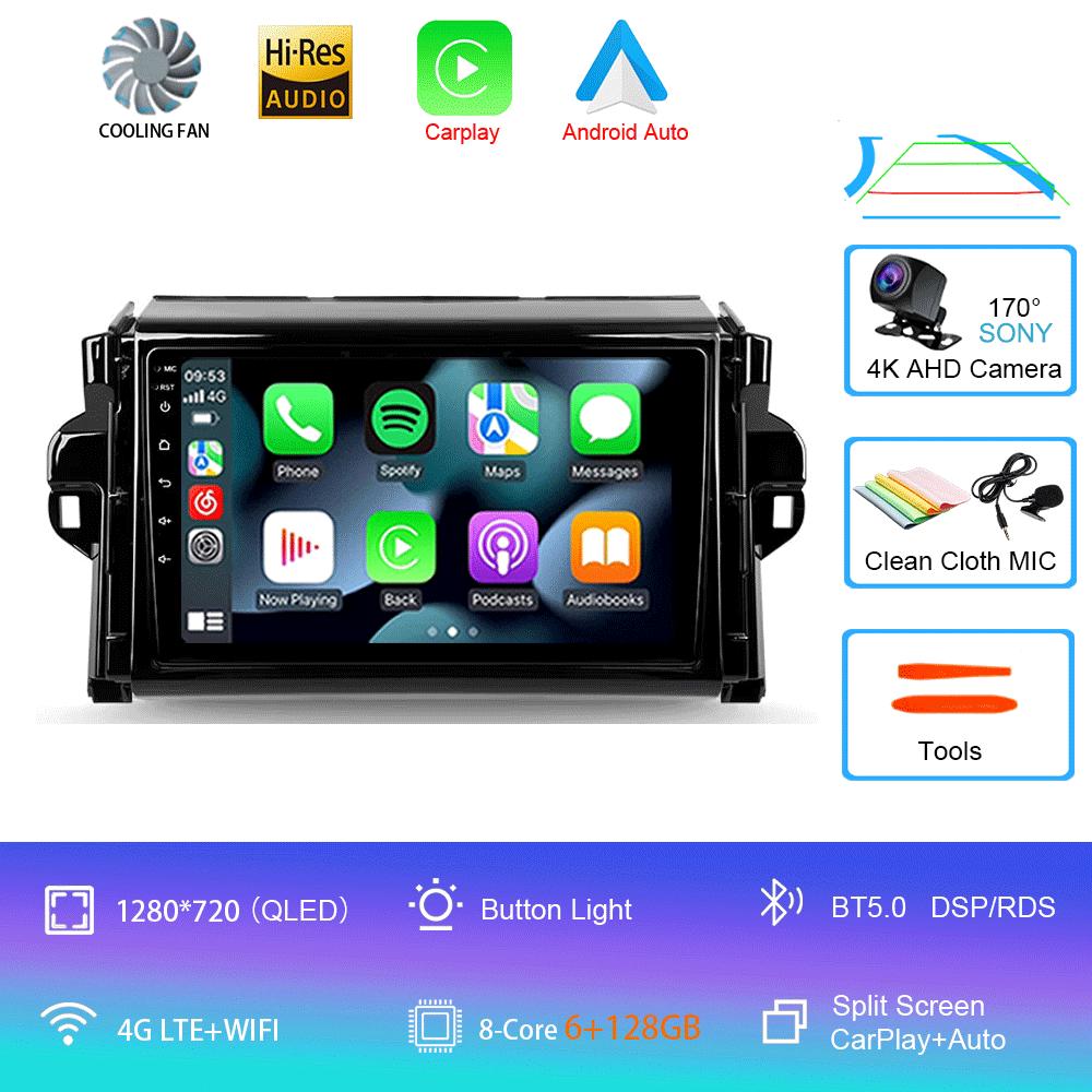 Car Radio Android 14 For Toyota Fortuner 2 2015 2016 2017 2018 2019 2020 Stereo Multimedia Navigation GPS Carplay 2 Din Headunit