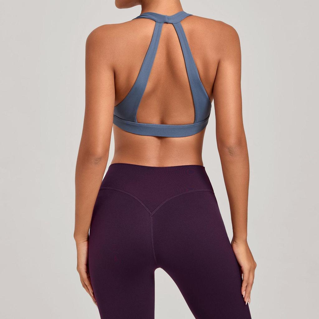 Cross-Strap Halter Neck Yoga Bra for Running and Fitness