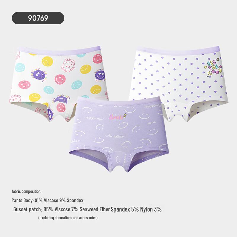 Girls' Cute Polka Dot Antibacterial Underwear (3-Pack)