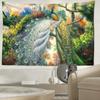 White Peacock and Blue Peacock Tapestry Wall Hanging Natural Art Forest Landscape Art Bohemian Hippie Dormitory Home Decor