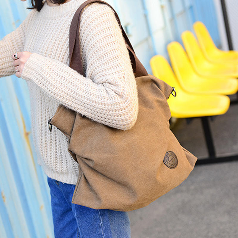 Damska płócienna skórzana torba o wysokiej pojemności Damska modna torba na ramię Torba