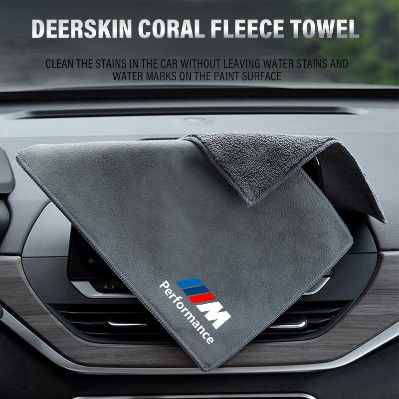Auto Interior Cleaning Rag Double-Sided Suede Coral Velvet Car Wash Towels For BMW M E46 E90 E60 F30 E39 E36 F10 E34 E38 E92