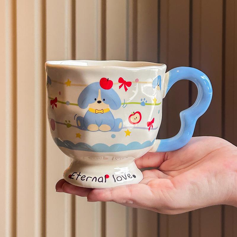 Dárkový hrnek na kávu s kresleným štěnětem, dívčí hrnek na pití vysoké hodnoty, pár, dárková krabička na festival Qixi