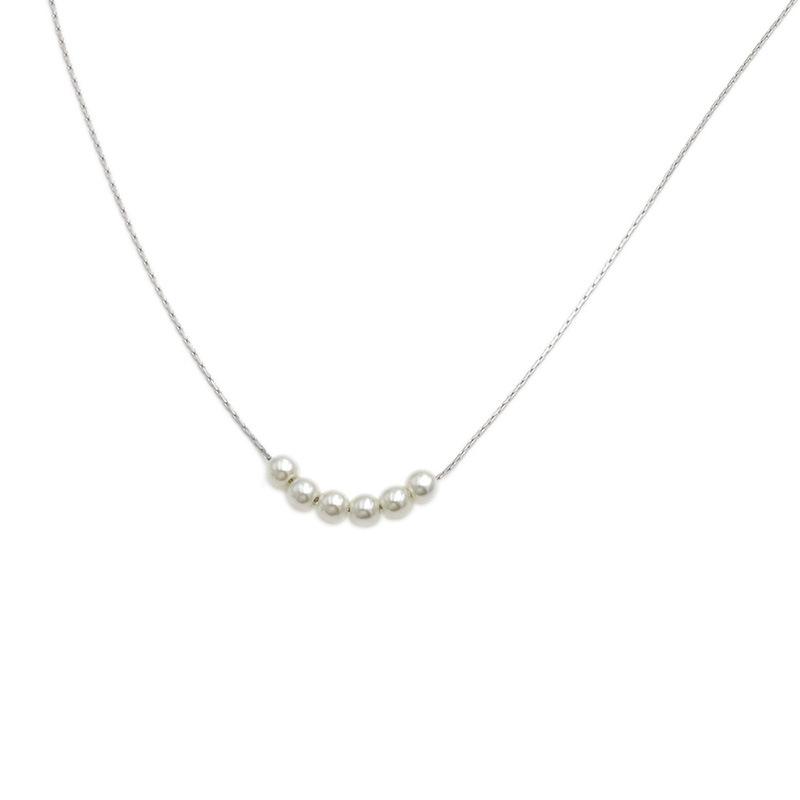 Französische Einfache 18K Titanstahl Schlüsselbein Kette Verblasst Nicht Perlen Schmuck Halskette Damen Stil
