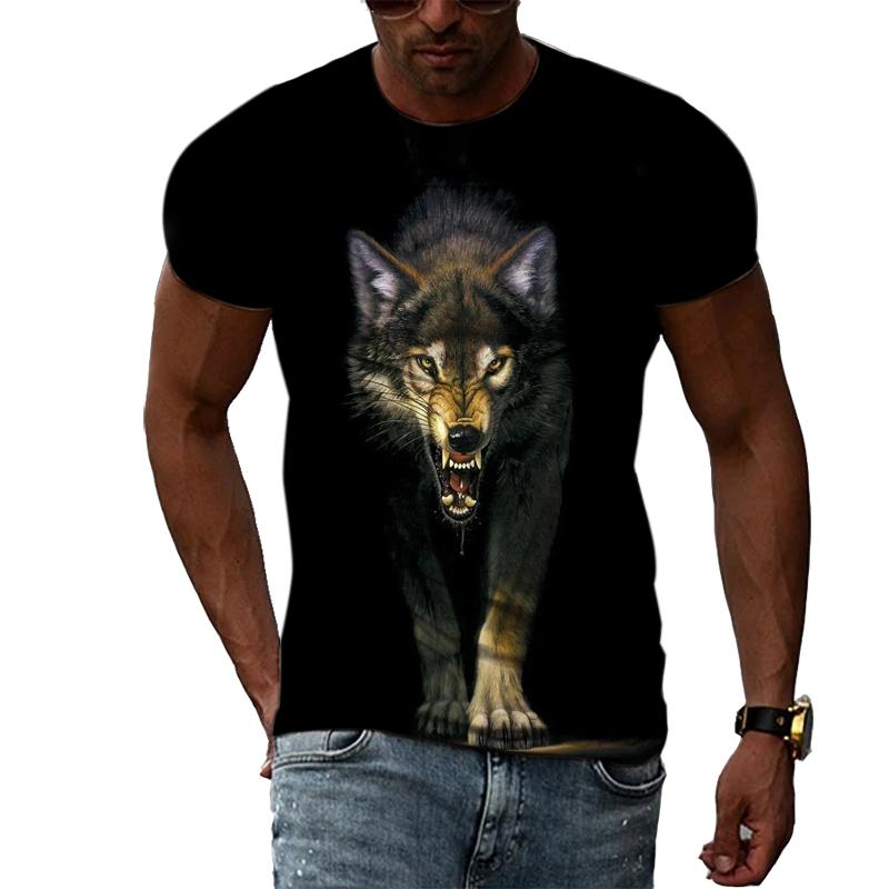 

Модная мужская футболка в стиле хип-хоп с 3D животным волком, летние модные повседневные футболки с графическим принтом и круглым вырезом, футболки с короткими рукавами M